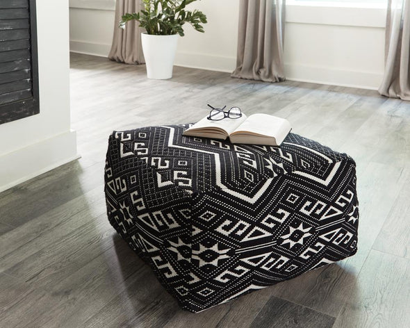 Ofira Accent Stool Black and White - 990995 - Luna Furniture
