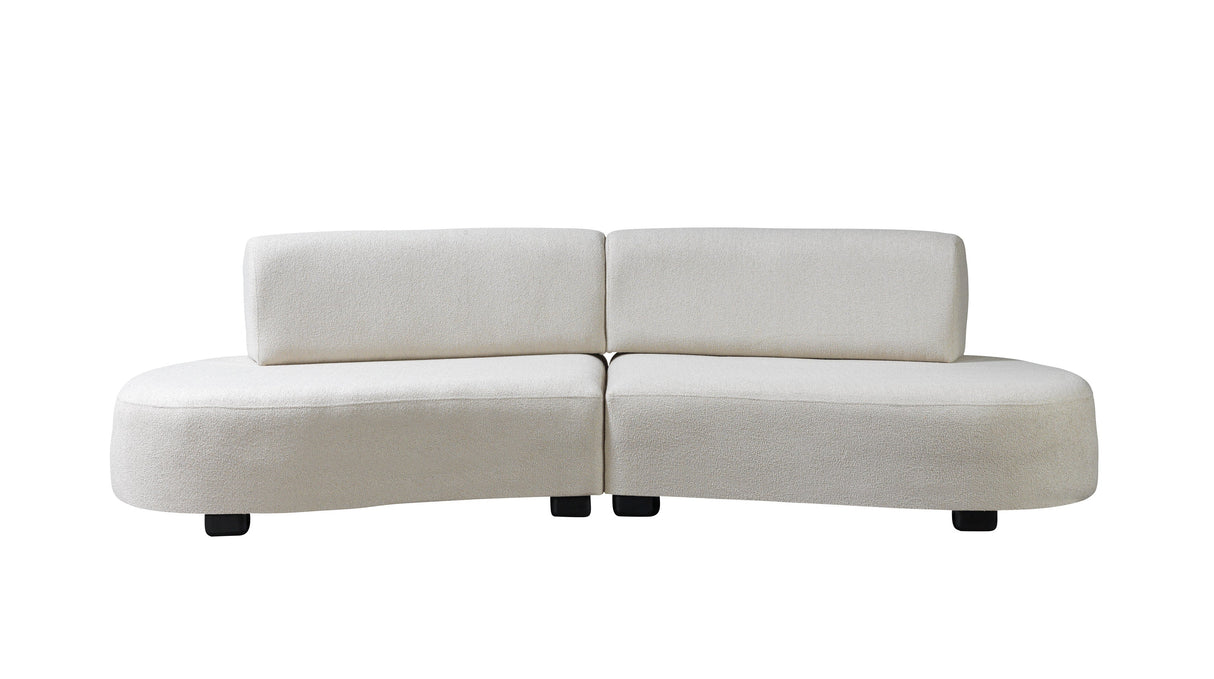 Olivia Ivory Boucle 2-Piece Curved Sectional - OLIVIA2SEC - Luna Furniture