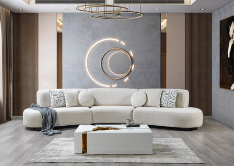 Olivia Ivory Boucle 3-Piece Curved Sectional - OLIVIA3SEC - Luna Furniture