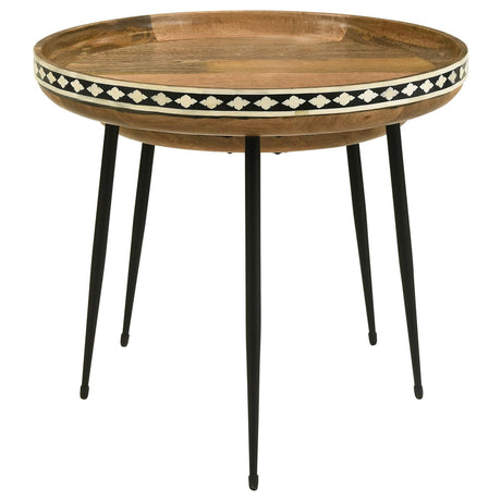 Ollie Natural and Black 2-Piece Round Nesting Table from Coaster - Luna Furniture