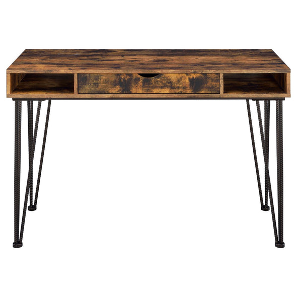 Olvera 1-drawer Writing Desk Antique Nutmeg and Dark Bronze - 801038 - Luna Furniture