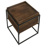 Ondrej Dark Brown and Gunmetal Square Accent Table with Removable Top Tray from Coaster - Luna Furniture