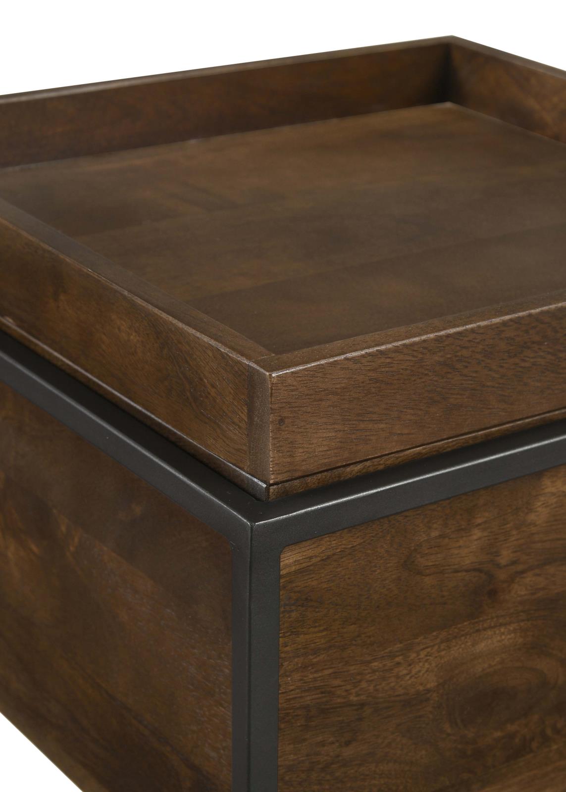 Ondrej Dark Brown and Gunmetal Square Accent Table with Removable Top Tray from Coaster - Luna Furniture