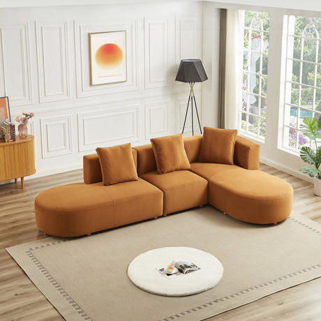 Orby Tan Velvet LAF Sectional Sofa from Midinmod - Luna Furniture