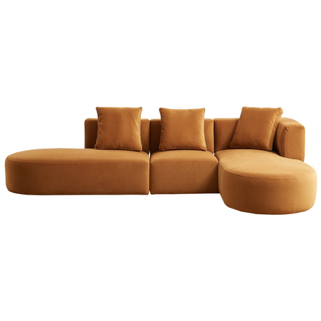 Orby Tan Velvet RAF Sectional Sofa from Midinmod - Luna Furniture