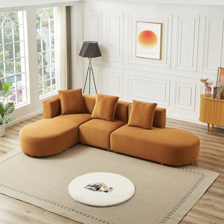 Orby Tan Velvet RAF Sectional Sofa from Midinmod - Luna Furniture