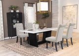 Osborne Sand and White 5-Piece Rectangular Marble Top Dining Set from Coaster - Luna Furniture