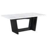 Osborne Espresso and White Trestle Base Marble Top Dining Table from Coaster - Luna Furniture