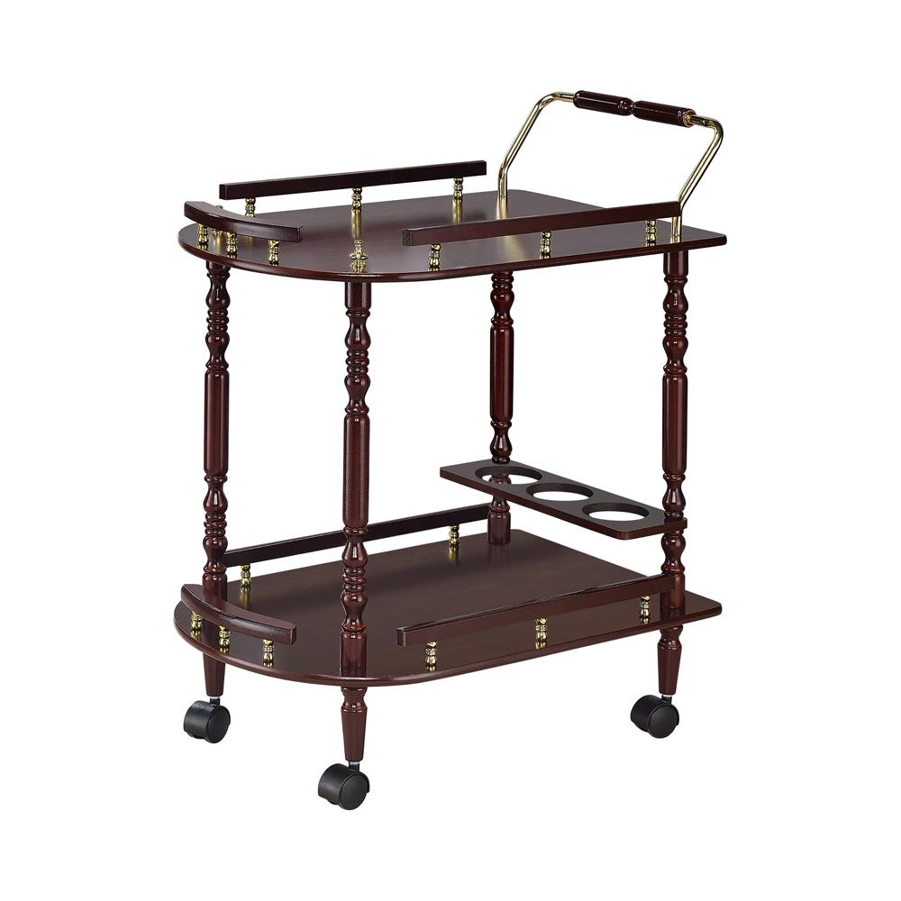 Palmer Merlot and Brass 2-Tier Serving Cart from Coaster - Luna Furniture