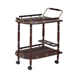 Palmer Merlot and Brass 2-Tier Serving Cart from Coaster - Luna Furniture