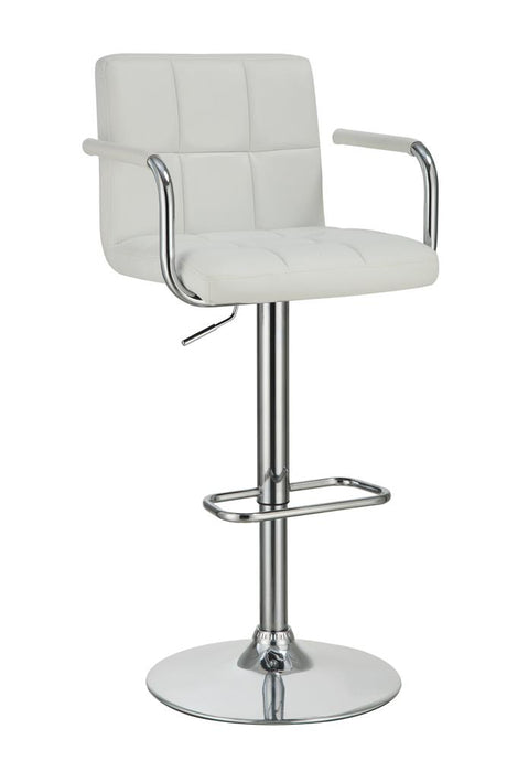 Palomar White and Chrome Adjustable Height Bar Stool from Coaster - Luna Furniture