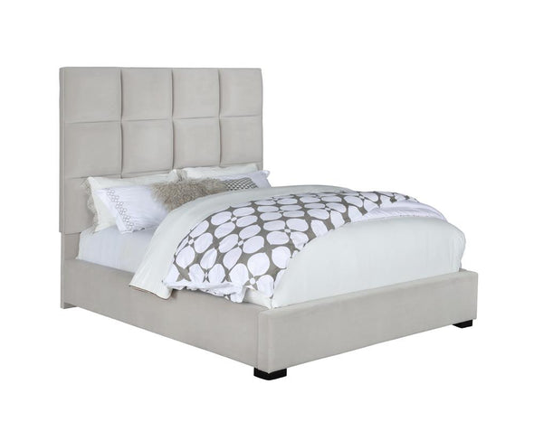Panes Queen Tufted Upholstered Panel Bed Beige - 315850Q - Luna Furniture