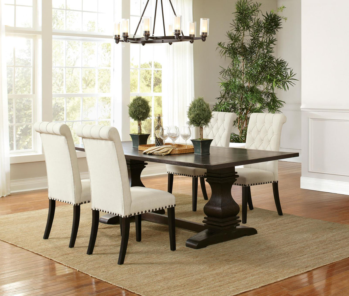 Parkins Espresso and White 5-Piece Traditional Rustic Dining Set from Coaster - Luna Furniture