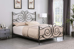 Parleys Eastern King Metal Bed with Scroll Headboard Dark Bronze - 305967KE - Luna Furniture