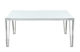 Pauline White and Chrome Rectangular Dining Table with Metal Leg from Coaster - Luna Furniture