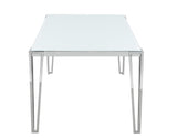 Pauline White and Chrome Rectangular Dining Table with Metal Leg from Coaster - Luna Furniture
