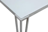 Pauline White and Chrome Rectangular Dining Table with Metal Leg from Coaster - Luna Furniture