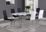 Pauline White and Chrome Rectangular Dining Table with Metal Leg from Coaster - Luna Furniture