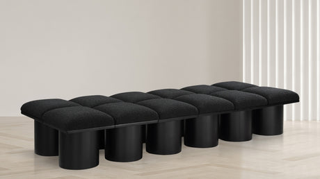 Pavilion Boucle Fabric 12pc. Modular Bench Black - 466Black-12D - Luna Furniture