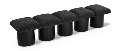 Pavilion Boucle Fabric 5pc. Modular Bench Black - 466Black-5A - Luna Furniture