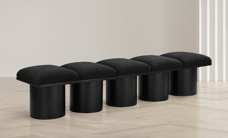 Pavilion Boucle Fabric 5pc. Modular Bench Black - 466Black-5B - Luna Furniture