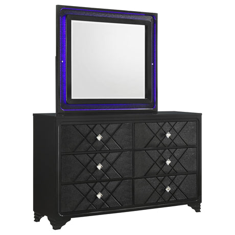 Penelope 6-drawer Dresser with Mirror Black - 223573M - Luna Furniture
