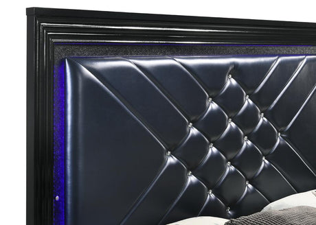 Penelope Eastern King Bed with LED Lighting Black and Midnight Star - 223571KE - Luna Furniture