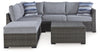 Petal Road Gray Outdoor Loveseat Sectional/Ottoman/Table Set, Set of 4 - P297-070 - Luna Furniture