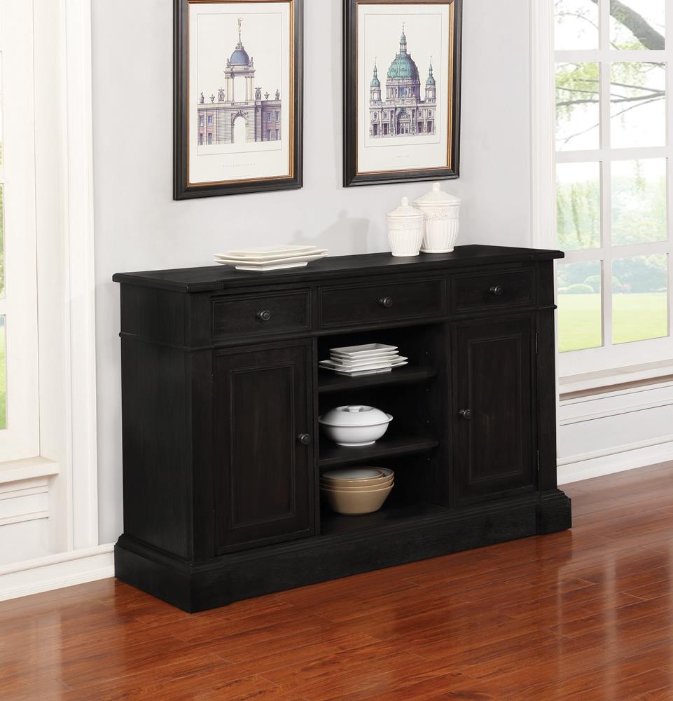 Phelps Antique Noir 2-Door Rectangular Server from Coaster - Luna Furniture