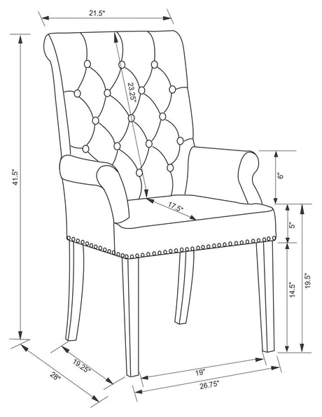 Phelps Antique Noir and Beige 8-Piece Rectangular Trestle Dining Set from Coaster - Luna Furniture
