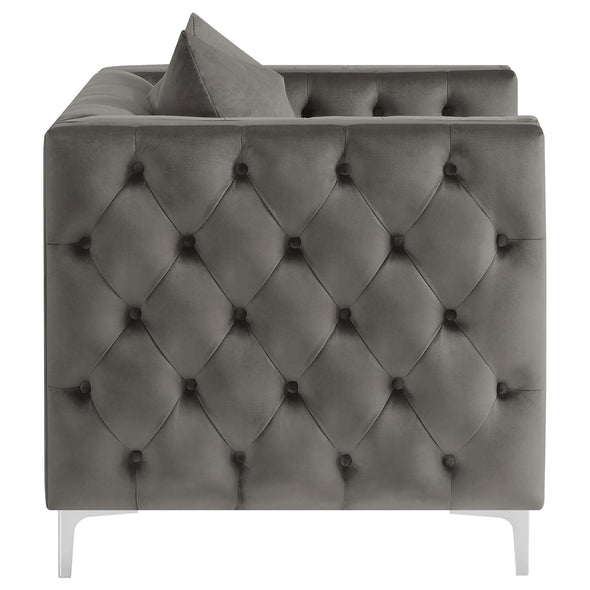 Phoebe Tufted Tuxedo Arms Chair Urban Bronze - 509883 - Luna Furniture