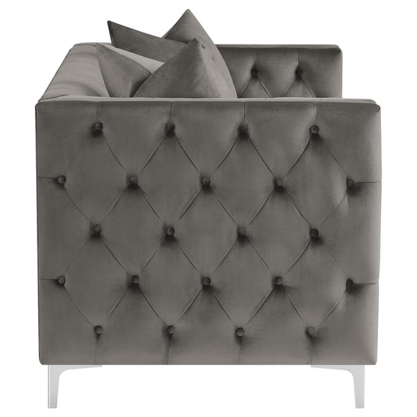 Phoebe Tufted Tuxedo Arms Loveseat Urban Bronze - 509882 - Luna Furniture