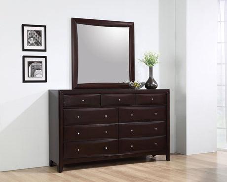 Phoenix 9-drawer Dresser with Mirror Deep Cappuccino - 200413M - Luna Furniture