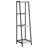 Pinckard 4-shelf Ladder Bookcase Grey Stone Herringbone and Black - 805802 - Luna Furniture