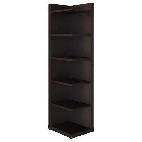 Pinckard Cappuccino 6-Tier Corner Bookcase from Coaster - Luna Furniture