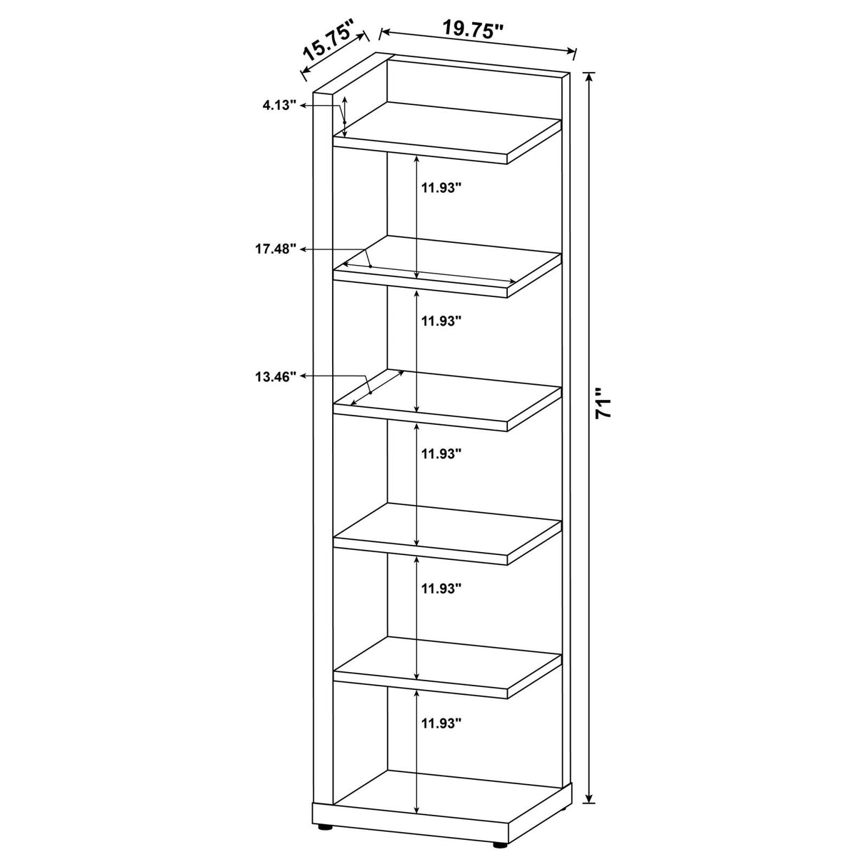 Pinckard Cappuccino 6-Tier Corner Bookcase from Coaster - Luna Furniture