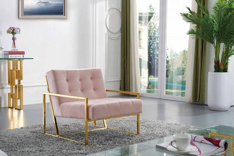 Pink Pierre Velvet Accent Chair - 523Pink - Luna Furniture