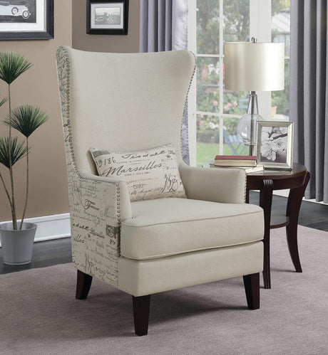 Pippin Curved Arm High Back Accent Chair Cream - 904047 - Luna Furniture