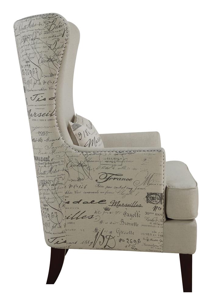 Pippin Curved Arm High Back Accent Chair Cream - 904047 - Luna Furniture