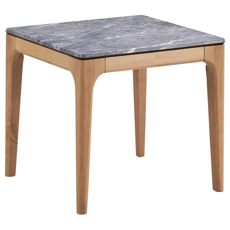 Polaris Rectangular End Table with Marble-like Top Teramo and Light Oak - 707857 - Luna Furniture