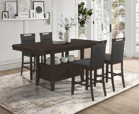 Prentiss 5-piece Rectangular Counter Height Dining Set with Butterfly Leaf Cappuccino - 193108-S5 - Luna Furniture