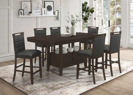Prentiss 5-piece Rectangular Counter Height Dining Set with Butterfly Leaf Cappuccino - 193108-S7 - Luna Furniture