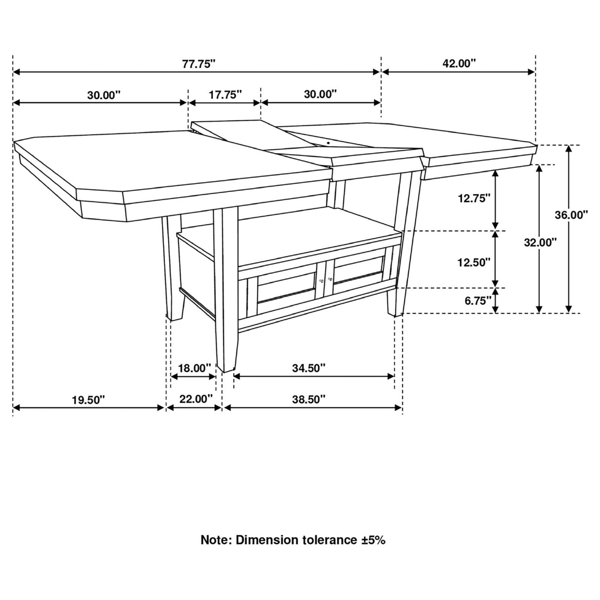Prentiss Extendable Rectangular Counter Height Table with Butterfly Leaf Cappuccino - 193108 - Luna Furniture