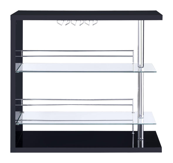 Prescott Rectangular 2-shelf Bar Unit Glossy Black - 100165 - Luna Furniture