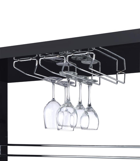 Prescott Glossy Black Rectangular 2-Shelf Bar Unit from Coaster - Luna Furniture