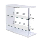 Prescott Glossy White Rectangular 2-Shelf Bar Unit from Coaster - Luna Furniture