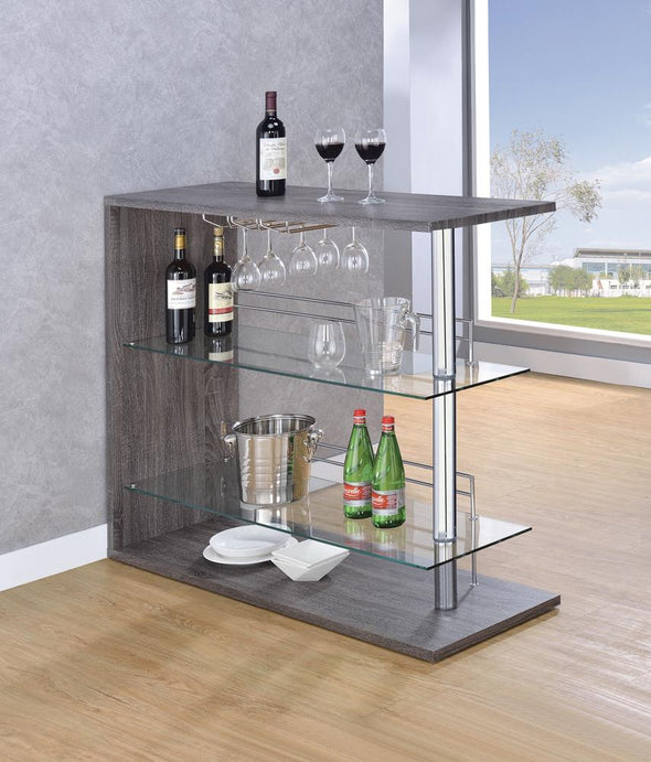 Prescott Rectangular 2-shelf Bar Unit Grey - 100156 - Luna Furniture