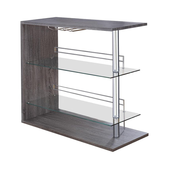 Prescott Rectangular 2-shelf Bar Unit Grey - 100156 - Luna Furniture