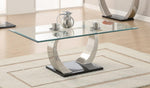 Pruitt Glass Top Coffee Table Clear and Satin - 701238 - Luna Furniture