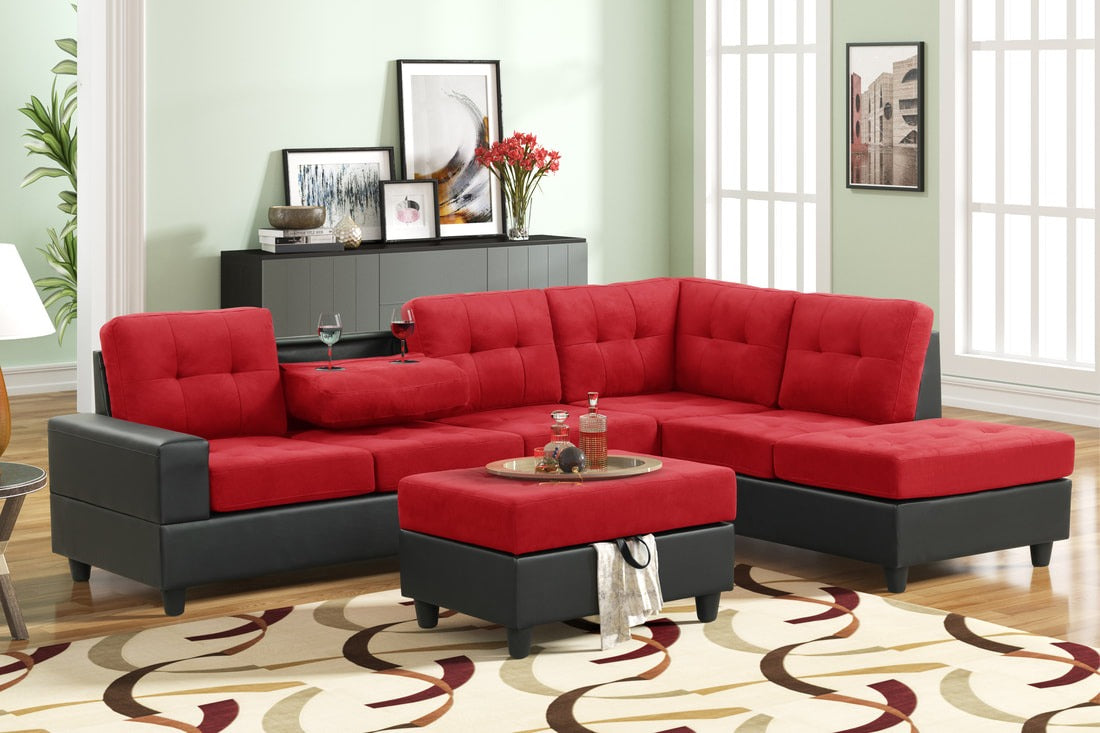 abstraktion laser klima Heights Red/Black Reversible Sectional with Storage Ottoman - Luna  Furniture from Happy Homes